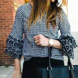 j crew gingham bell tiered sleeve Size 0